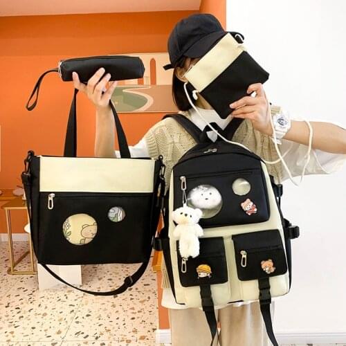 Summer New Backpack Sets Canvas Women Backpack Student Bookbag School Bags For Teenager Girls Shoulder Bags Mochilas Rucksacks