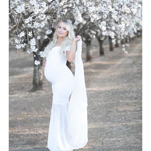 New Chiffon Short Sleeve Pregnancy Dress Photography Props Maternity Red Gown Dresses For Photo Shoot Pregnant Women Clothes