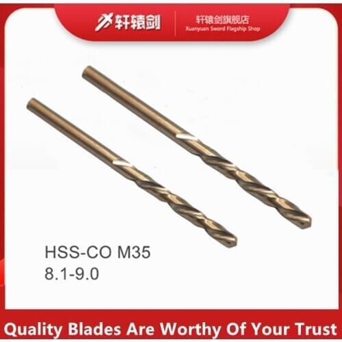 1PCS Twist Drill Bits 8.1 8.2 8.3 8.4 8.5 8.6 8.7 8.8 8.9 9mm HSS-CO M35 Cobalt Steel Straight Shank For Stainless Steel