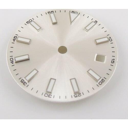 29mm Sterile Watch Dial Hands Parts fit for Mingzhu 2813 Miyota 8215 8205 821A Date Window luminous Marks White Dial