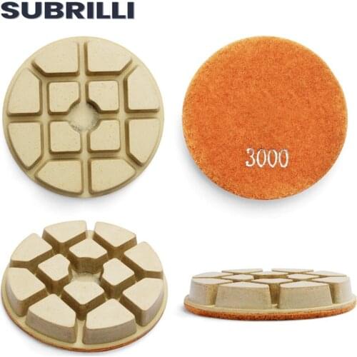 SUBRILLI 3inch/75mm Diamond Floor Polishing Pad Resin Bond Concrete Marble Stone Travertine Floor Polish Sanding Disc