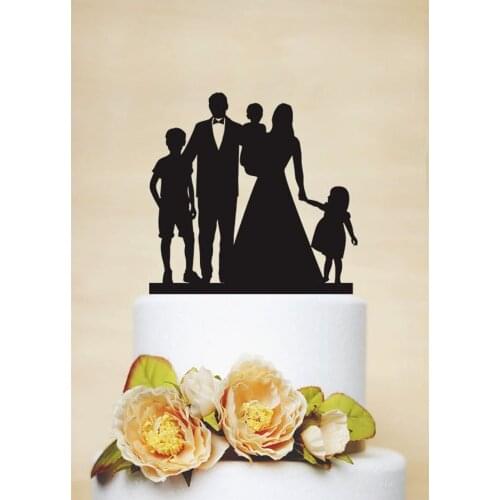 Cake Topper,Custom Cake Topper,Personalized Cake Topper,Bridal Cake Topper Family Wedding Cake Topper,Bride and Groom With Child