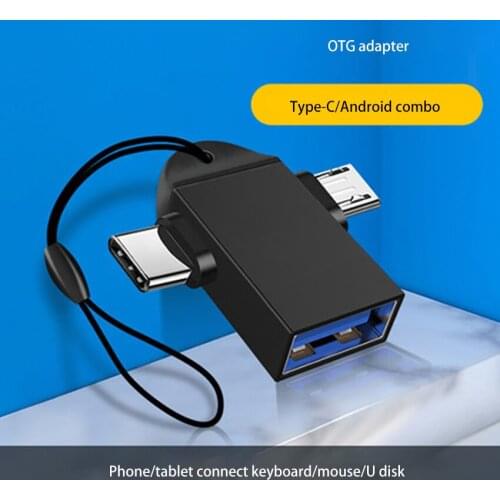 Type-C+Micro USB 2 In 1 Converter Portable OTG Mobile Phone Adapter USB 3.0 to Type-C for Data Transfer Support keyboard
