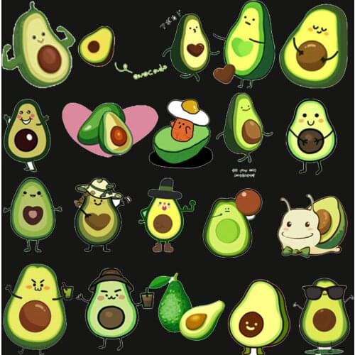 Cartoons Avocado Fruits Vinyl sticker For kids Iron on Heat Transfer Printing Patches Clothes DIY washable Popular Hot paste
