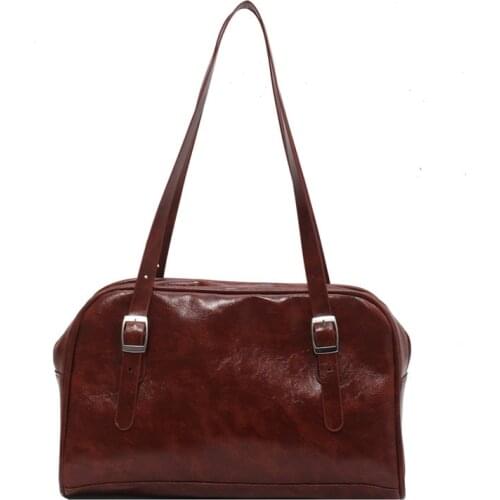 Soft PU Leather Women Purple Underarm Bag Retro Solid Color Ladies Baguette Handbags Fashion Design Girls Small Shoulder Bags