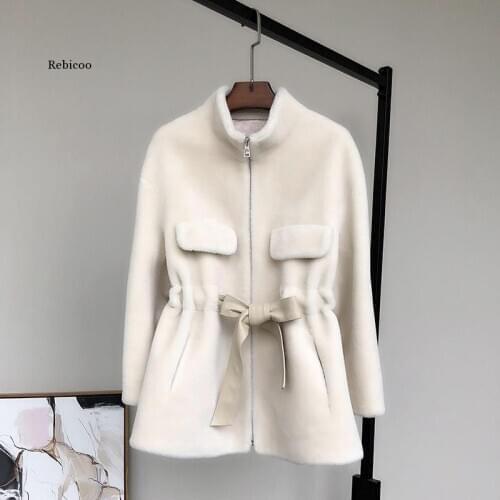 Zip up ladies teddy bear jacket long sleeve sashes Winter teddy coat women faux shearling jacket 2020 women fashion