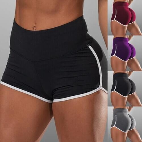 Hot Sale Women Casual Solid Elastic High Waist Push Up Fitness Shorts Running Gym Stretch Sports Short Pants