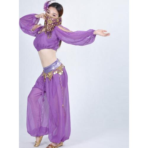 Women lady Belly Dance Costume Egyption Bollywood Costume adult Indian Dance 3pcs Set Lantern long sleeve+bloomers+face veil