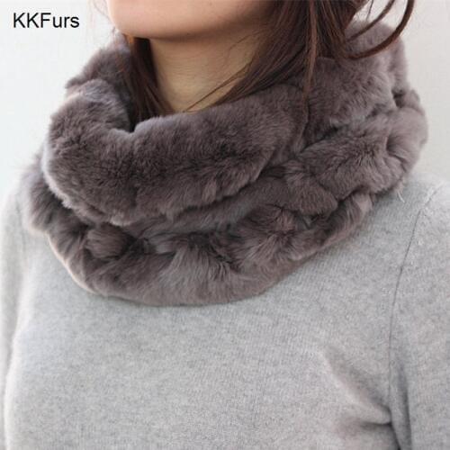 Womens Real Rex Rabbit Fur Scarf Top Quality Ladies Fur Scarves Winter Neck Warm Neckerchief Snood S1427