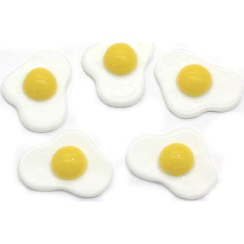 100/50pcs 22*17MM Mini Flatback Fried Egg Resin Fried Egg Cabochon Fried Eggs Charms For Craft Making DIY Scrapbooking