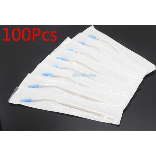 100Pcs Disposable Surgical Suction Tips Suction Tube Long Slim Type Dental