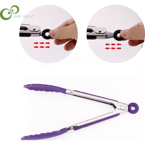 7inch Mulit-color Nylon Stainless Steel Food Tongs BBQ Bread Clip Fruit Buffer Baking Tools Bar Self-service Barbecue Clip DDJ