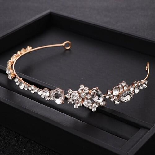 AiliBride Gold Baroque Rhinestone Crystal Headband tiara Bridal Headpiece Women Hairband Bridal Wedding Hair Jewelry Accessories