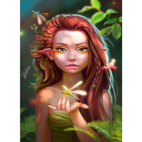 5D DIY Diamond embroidery full Square Diamond Painting Energy girl and dragonfly Cross Stitch Rhinestone Mosaic Home Decoration