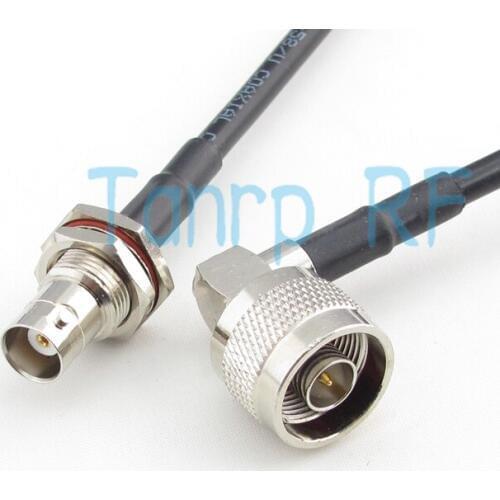 Freeshipping! 6FEET RF Pigtail coax jumper cable N male plug Right angle to BNC female jack nut bulkhead RG58 cable 200CM