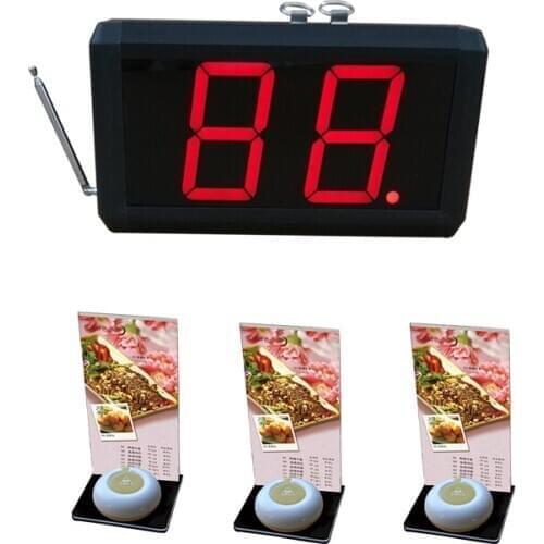 Wireless Waiter Call System for restaurant with 1-key button with menu holder and 2-digit display