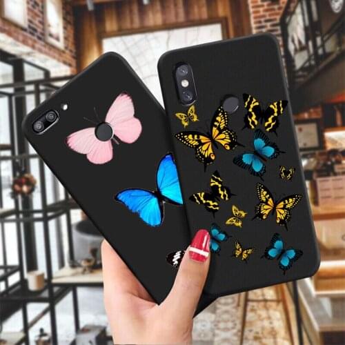 Luxury Blue Butterfly black TPU Soft Phone case for XIAOMi5X Mi6X Mi A2Lite Mi A3 Mi8 Mi9 Mi8t Mi10 Note10