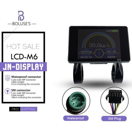 Electric Bike JN M6 Intelligent Color Display 36V 48V SM or Waterproof Connector For Hub Motor Kit Spare Parts For Bicycle