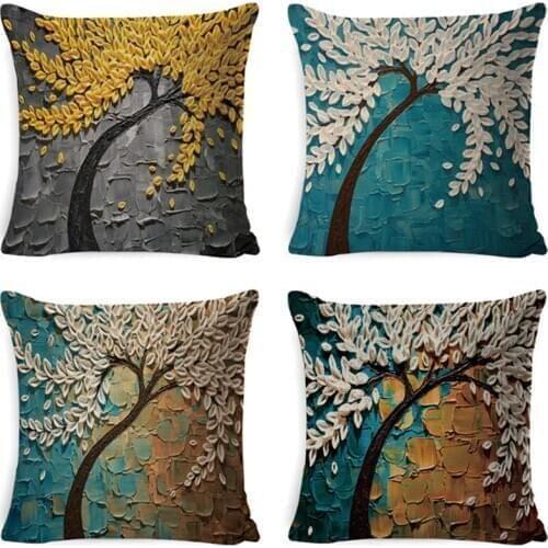 4pcs Christmas Pillow Case Home Decor Animal Deer Rabbit Pattern Printed Throw Pillow Covers Winter Cushion Cover Pillowcase