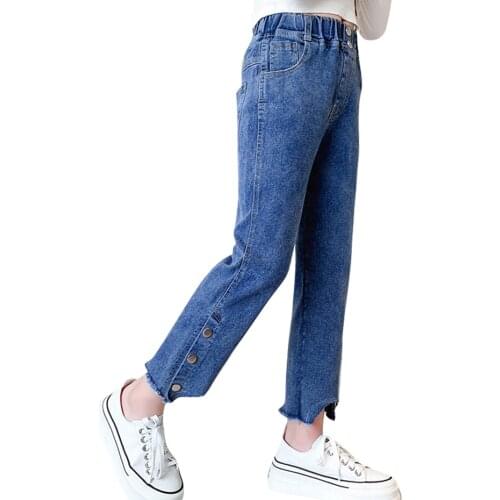 Jeans For Girl Solid Color Kids Girl Jeans Casual Style Kids Jeans Spring Autumn Childrens Clothes 6 8 10 12 14