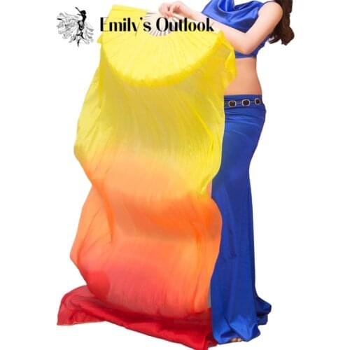 Hot Sell Fire Flame Imitation Silk Fan Veil 1 Pair(1L+1R) Cheap Polyester Fabric Bamboo Long Fan Belly Dance Show Props