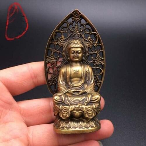 GOOD 2021 Southeast Asia HOME CAR Efficacious protection Safe good luck Sakyamuni Amitabha Buddha FENG SHUI bronze amulet statue