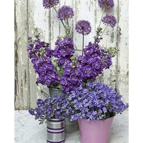 Gatyztory DIY Painting By Numbers Purple Flower Handpainted Oil Painting Canvas Colouring 60x75cm Frame Home Art