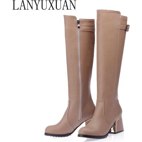 LANYUXUAN 2017 New Big size and Small Sale 30-54 Botas Mujer Boots Shoes Woman Fashion High heels Autumn Winter Boots Women A18