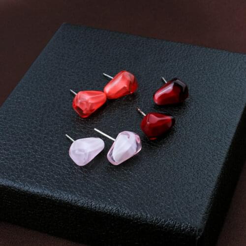 Minar Cute Resin Simulation Pomegranate Seeds Stud Earrings for Women Pink Red Food Fruit Small Statement Earrings Sweet Jewelry