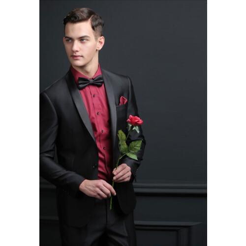 Men Suits for Wedding Black Male Jacket Formal Groom Tuxedos Evening Party Best Man Blazers 2Piece Slim Fit Costume Homme