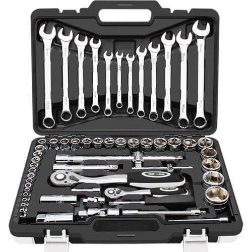 Car Repair Tools Set General Household Hand Tool Kit with Plastic Toolbox Storage Case Socket Wrench Screwdriver Ratchet Spanner