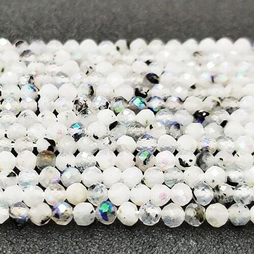 Natural Stone Moonstone Faceted Loose Beads 4mm Fine Colorful Moonstone For Jewelry DIY Bracelet Necklace Earring Accessories