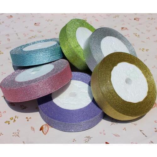 Cheap 25mm 22 Yard Long High Quality Metallic Ribbon Colorful Wedding Party Home Decoration Gift Christmas DIY Material Supplies