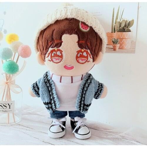 NEW 20cm Baby Doll Outfit Plush Dolls Clothes Lovely pants hat Stuffed Toy Dolls Accessories for Korea Kpop EXO Idol Dolls Gift