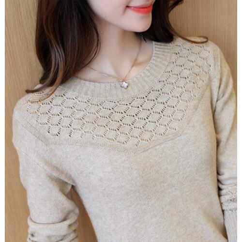 Autumn of 2019 new fashion womens fashion hollow pullovers, undercoats, thin sweaters, knitted long-sleeved jackets