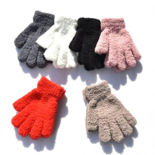 Plush Thick Warm Baby Gloves Winter Plus Velvet Mittens Children Kid Coral Fleece Full Finger Gloves For 1-4Y Kids Gloves