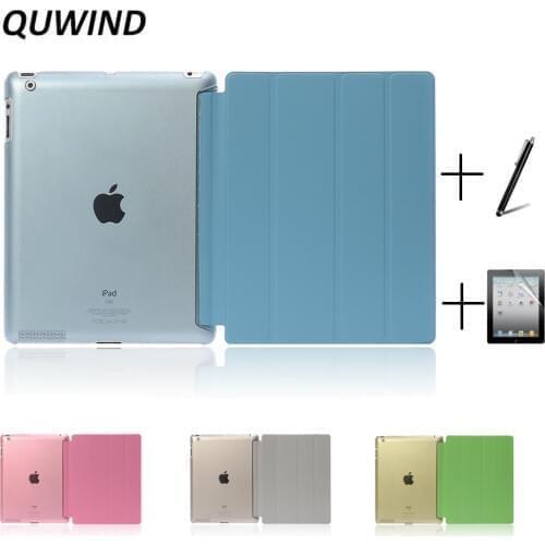 QUWIND Ultra Slim Fold PU Leather with Crystal Hard Back Smart Stand Case Cover for iPad 2 iPad 3 iPad 4 Mini 1 2 3 4 5 2019
