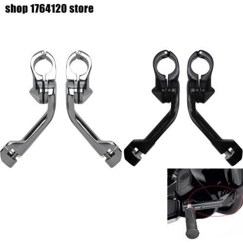 1-1/4 " 32mm Adjustable Highway Long Angled Foot Pegs Mount For Harley Sportster Touring Road King Softail For Honda For Suzuki
