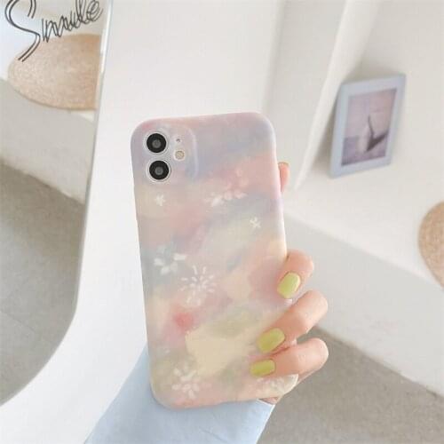 Retro art abstract watercolor Phone case For iphone 11 pro xs max xr 7 8 plus SE Fashion liquid silicone soft back cover fundas
