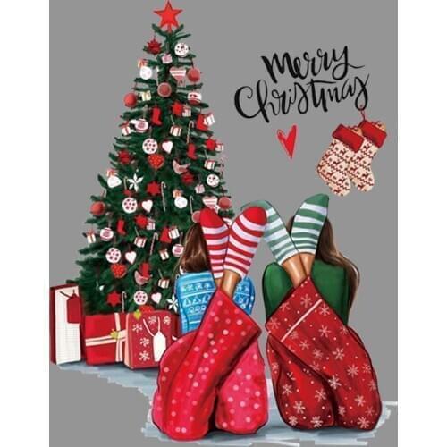 Christmas Girl Stickers On The Fabric Appliqued Vinyl Fashion Heat Transfer Tops Diy Fabric Patches Merry Christmas