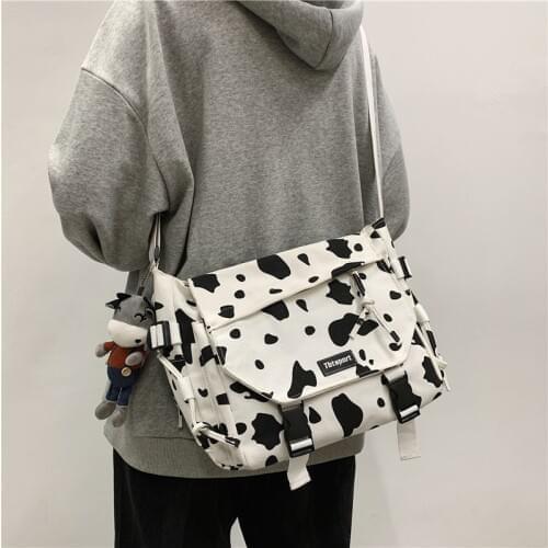 Girl Cow Pattern Messenger Bag Luxury Handbags Women Bags Designer Japanese Korean Student Shoulder Bag Female Crossbody Bookbag