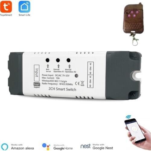 Tuya Smart Life RF 2 Channel WiFI Switch 5/32V Inching Interlock Self-lock WiFi Module Wireless Control Relay Alexa Compatible