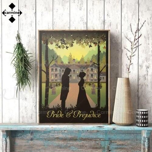 Vintage Movie Poster and Print Pride and Prejudice Wall Art Canvas Painting Jane Austen Picture for Home Living Room Wall Decor