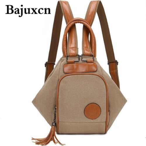 3-in-1 Women Backpacks Vintage Female tassel Shoulder Bags Soft nylon Backpack Ladies Travel Back Pack Luxury Bags for Girls