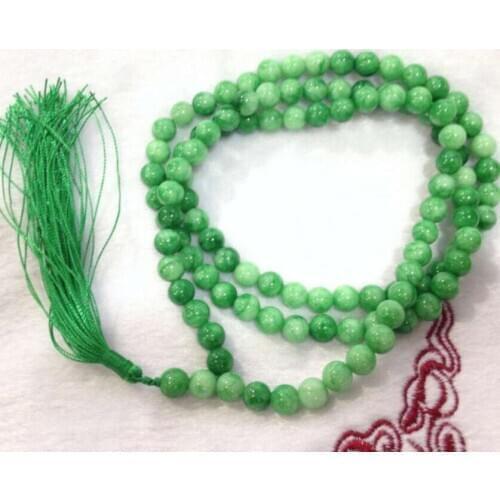 Jewelry Pearl Necklace 6mm Natural Green Tibet Buddhist beliefs 108 Prayer Beads Mala Necklace Free Shipping