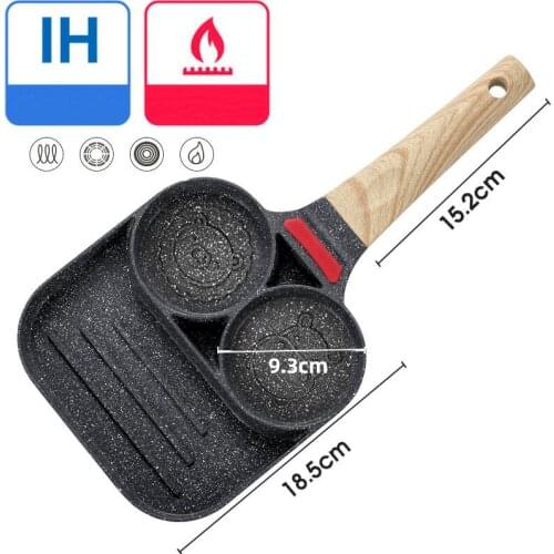 Temperature Sensing Fried Egg Burger Pan Non-stick Ham Pancake Maker Wooden Handle Suitable For Gas Stove And Induction Cooker
