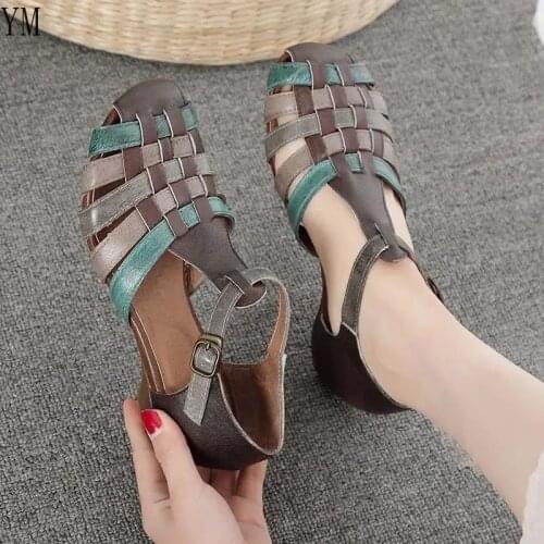 Plus 40 Woman Sandals Weave Summer Shoes Vintage Wedge Sandals Casual Sewing Women Shoes Female Platform Retro Sandalias Buckle