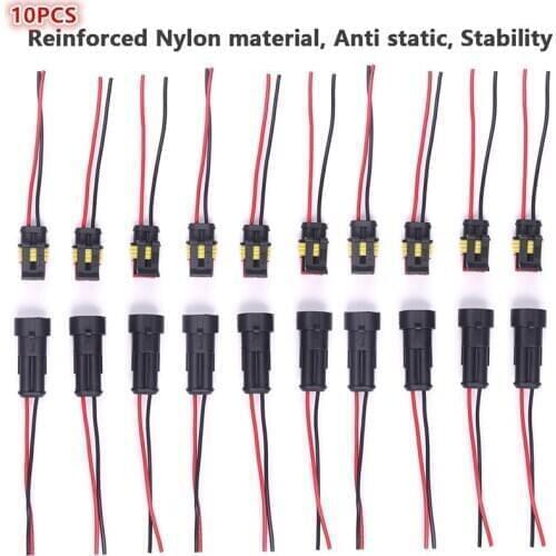 10 Sets 2 Pin Way Sealed Waterproof Electrical Wire Connector Plug Set Auto Connectors With Cable