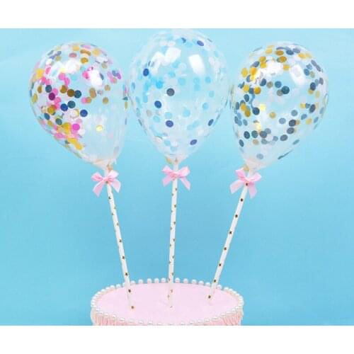 50pcs Confetti Balloon Cake Topper Birthday Cake Decor Adluts Birthday Decorations Event Festival Party Supplies Random Color