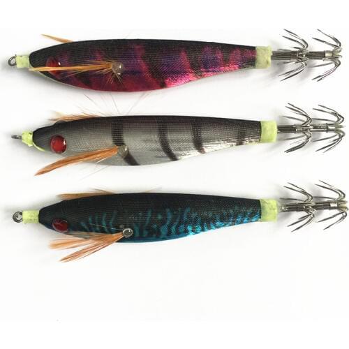 10Pcs New Luminous Shrimp Lure 10cm 10g Squid Jigs Jigging Squid Hook Squid Lure Artificial Wood For Fishing Tackle